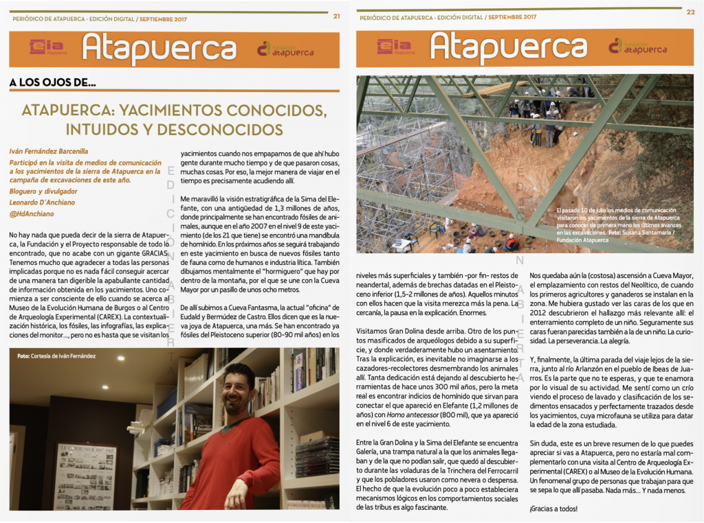 Ejemplar en el que contaron con el Hombre de Anchiano para hablar en el Periódico de Atapuerca
